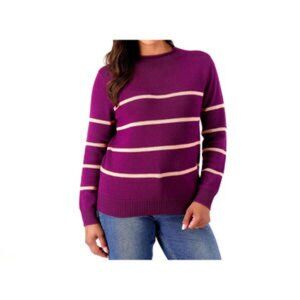 Candace Cameron Bure Purple & Pink Striped Knit Pullover Sweater Plus Size 1X